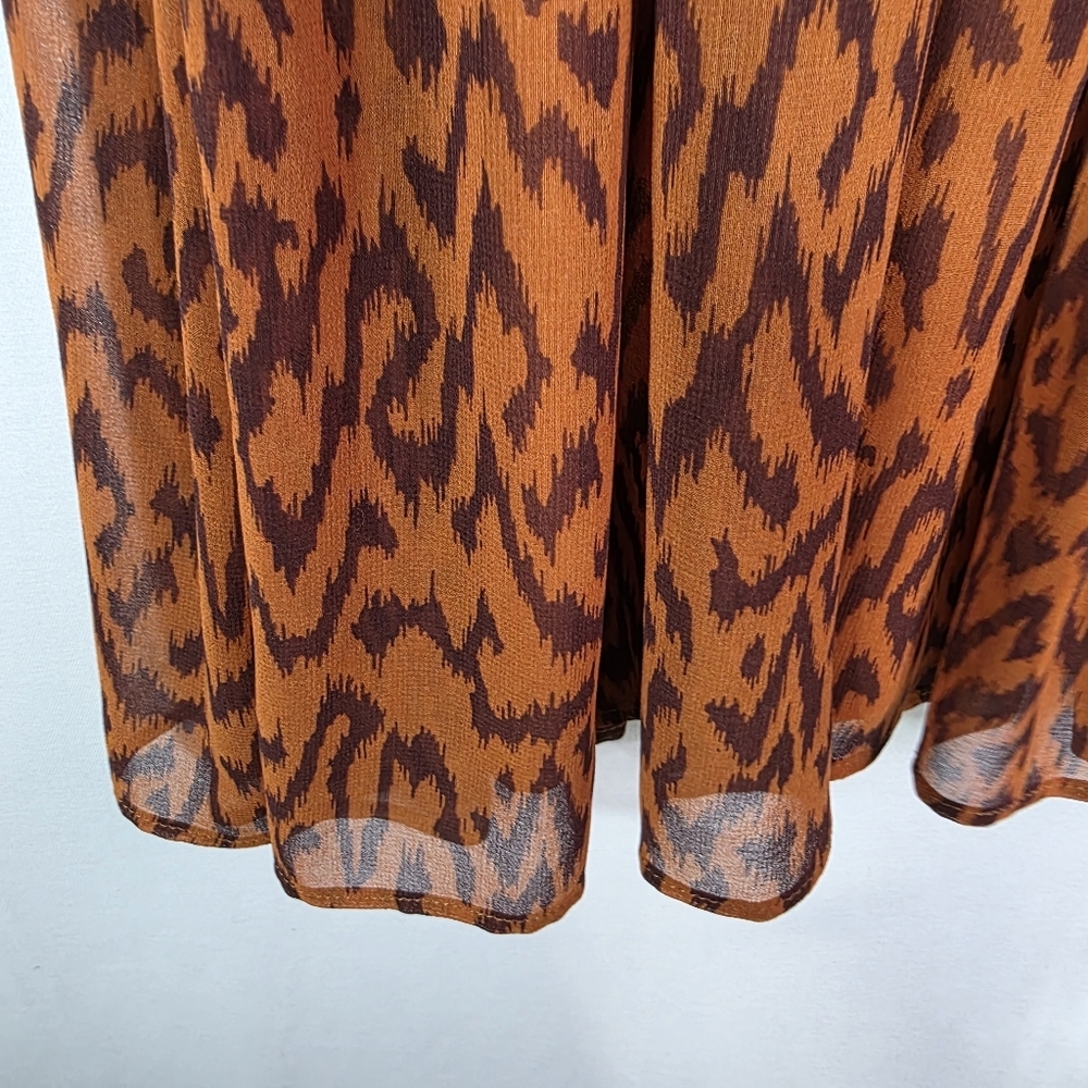 Wilfred Aritzia Rosalyn Abstract print tiered puff long  sleeves chiffon Dress - Picture 8 of 16